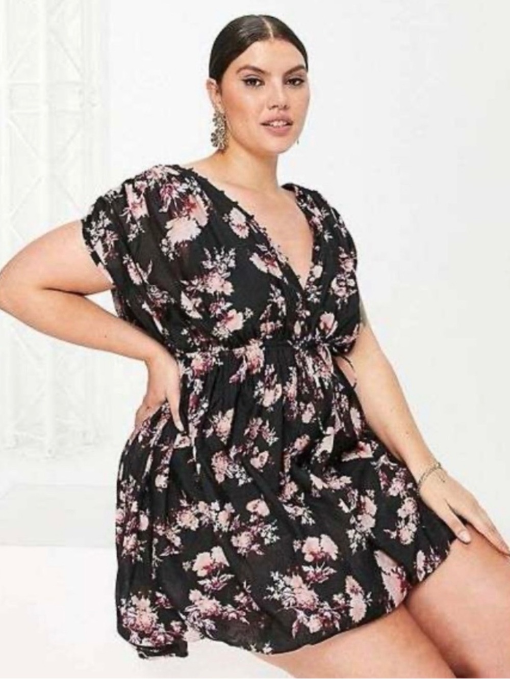 NWT ASOS CURVE BUTTON DETAIL MINI DRESS, PUFF SKIRT, FIGURE FLATTERING Sz. 20